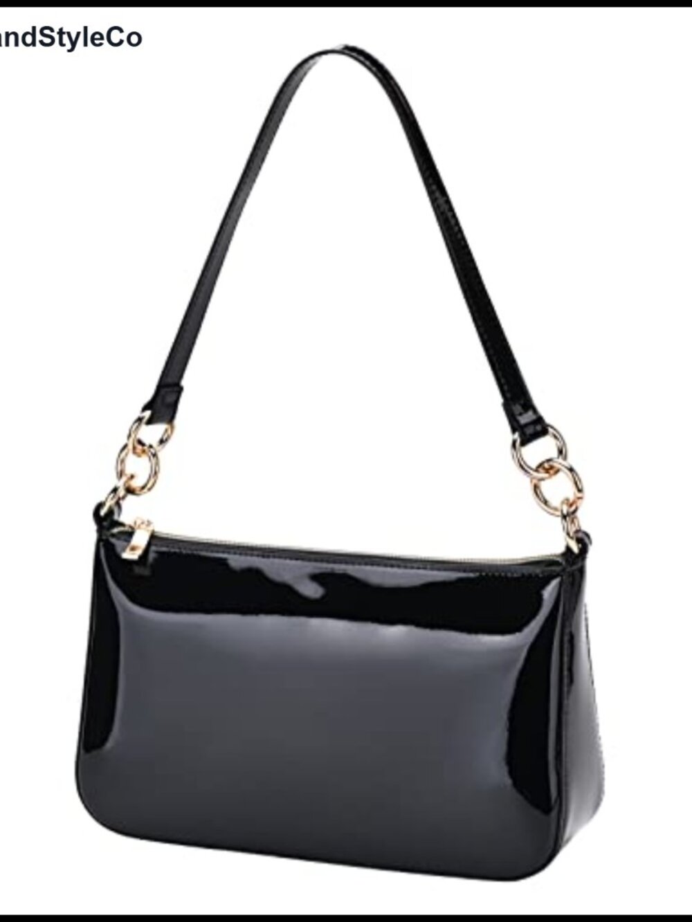 Faux Patent Leather Shoulder Bag Shiny Clutch Purse Mini Y2K Handbag
